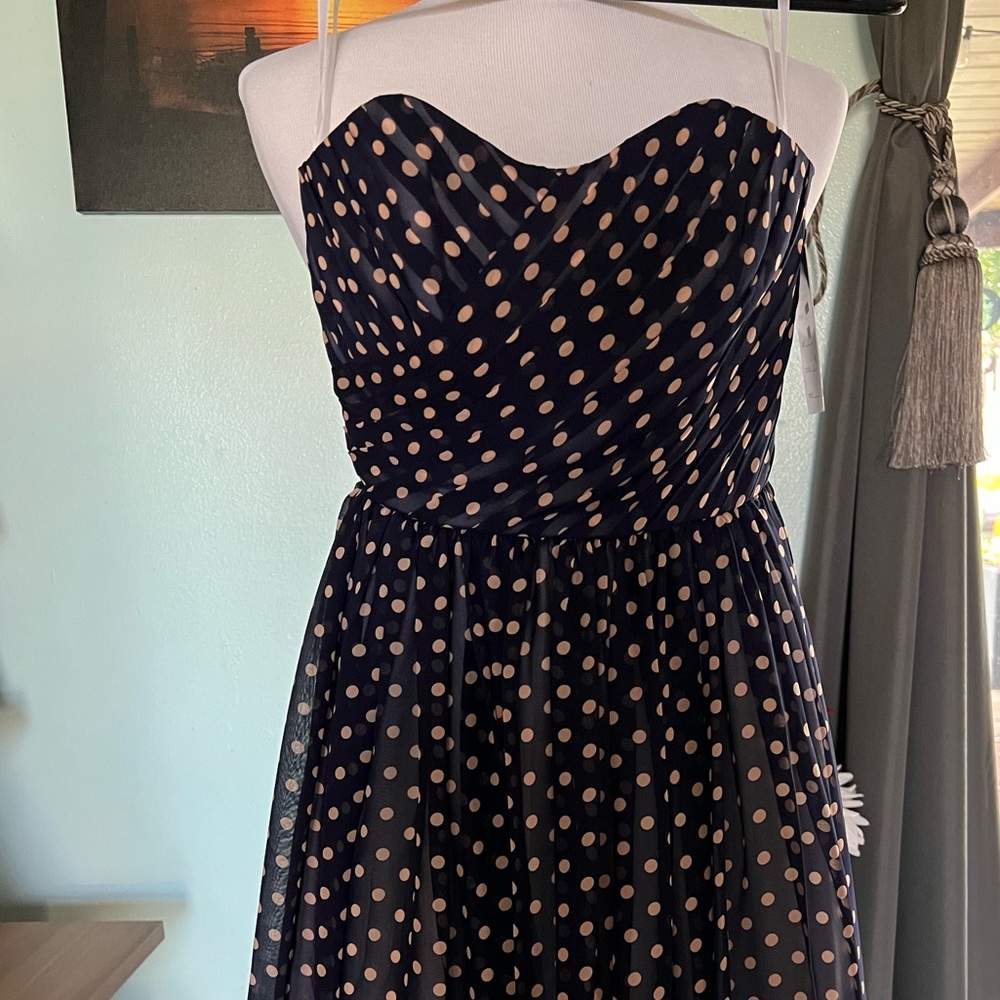 Unique Vintage Strapless polka dot dress
